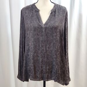 Jennifer Lopez XL Blouse Gray Black Long Sleeve